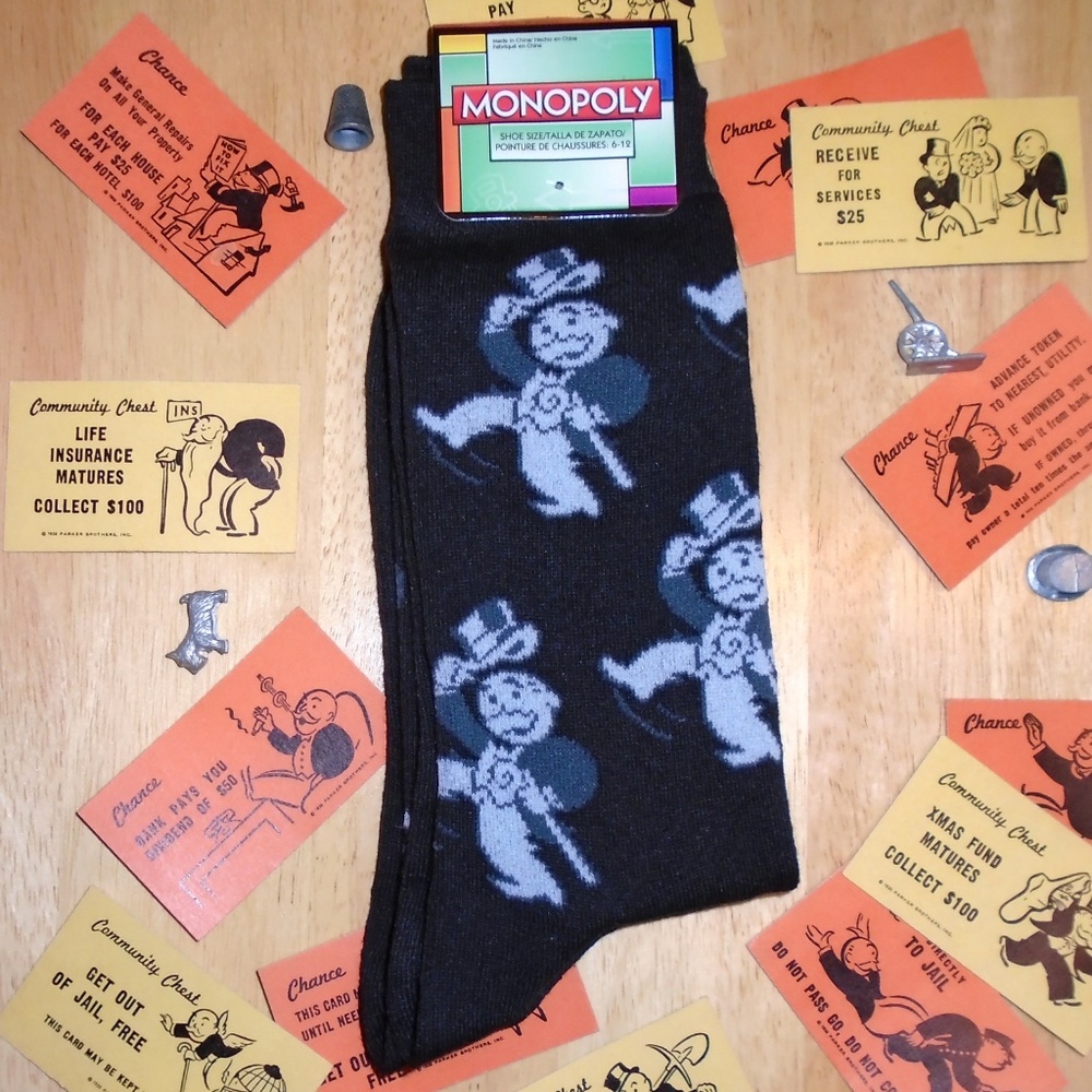Monopoly Socks Men's Crew - Uncle Pennybags NEW - Picture 4 of 8